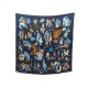 NEUF FOULARD HERMES RENDEZ VOUS RIVE GAUCHE CARRE 70 SOIE BLEU MARINE SCARF 270€