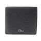 NEUF PORTEFEUILLE DIOR 2DSBH027YHW CUIR GRAINE NOIR + SAC BOITE NEW WALLET 390€