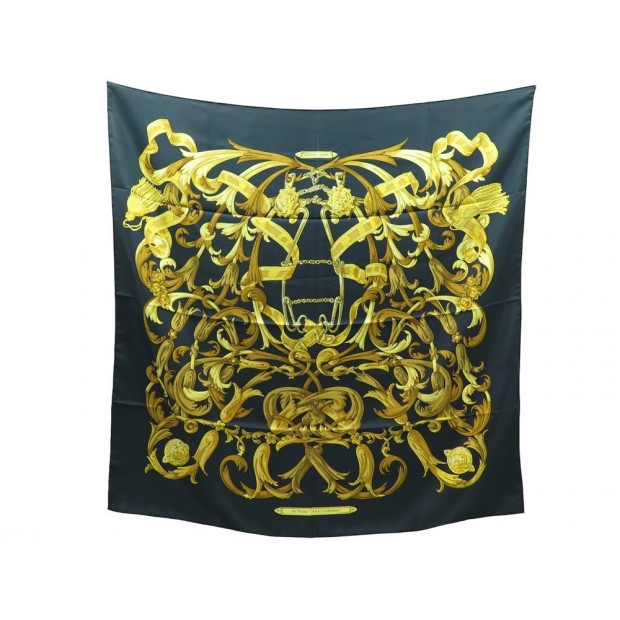 FOULARD HERMES LE MORS A LA CONETABLE HENRI D'ORIGNY CARRE SOIE NOIR SCARF 370€