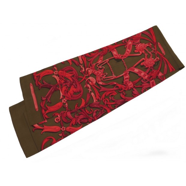 FOULARD HERMES LE MORS A LA CONETABLE D ORIGNY MAXI TWILLY SOIE KAKI SCARF 295€