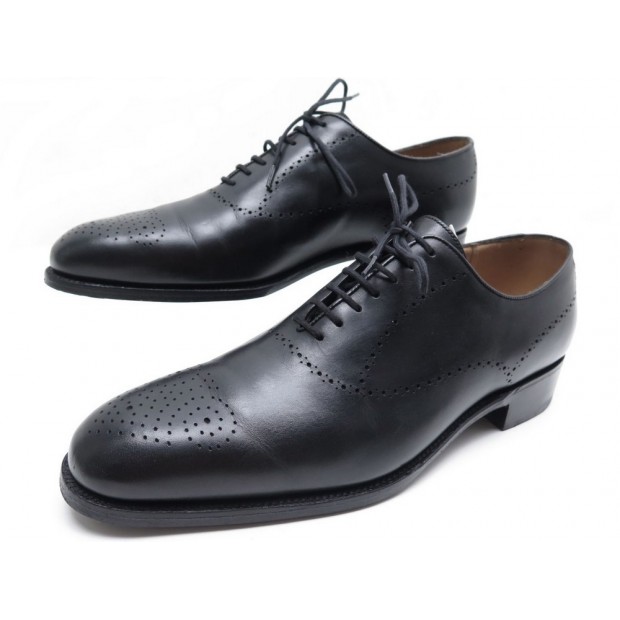  CHAUSSURES JM WESTON SAVILE BOUT FLEURI CUIR NOIR 41 