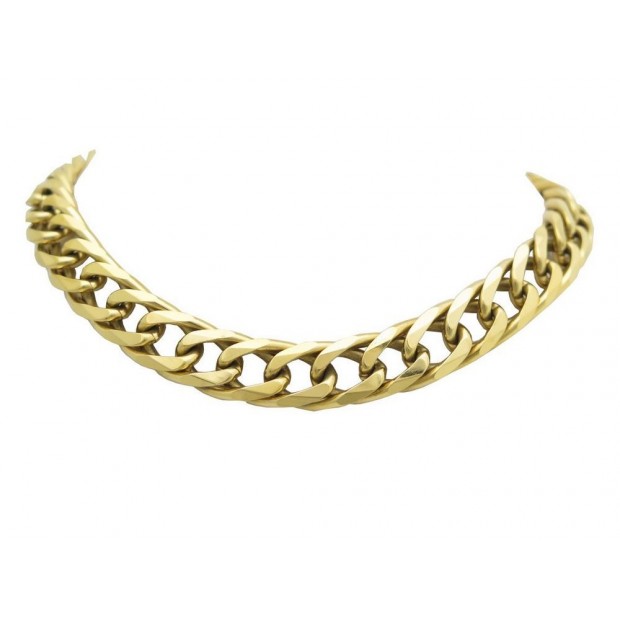 COLLIER LANVIN RAS DU COU CHAINE GOURMETTE EN METAL DORE 41.5 CM GOLD NECKLACE