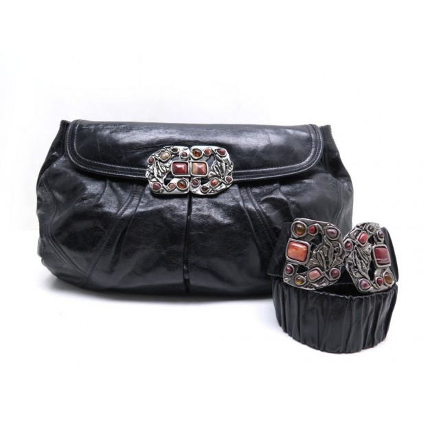 SAC A MAIN POCHETTE + CEINTURE MIU MIU VITELLO STONES RP0113 CUIR BAG BELT 1045€