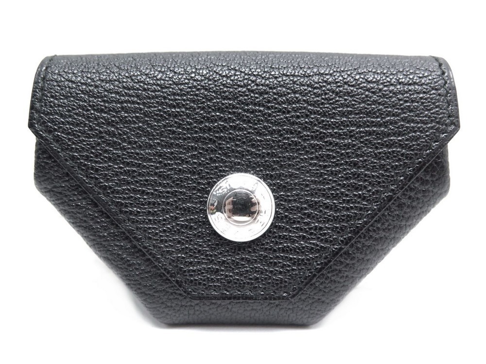 porte monnaie hermes 24 en cuir noir de chevre