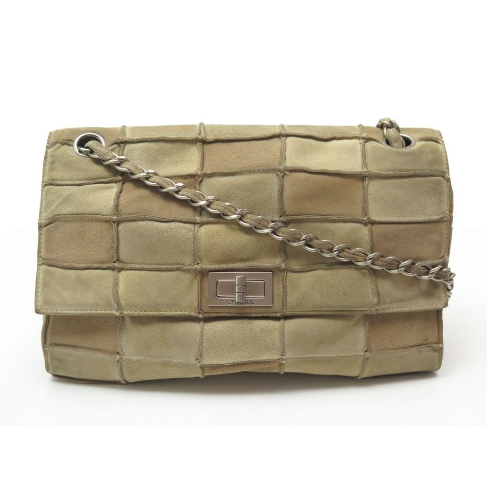 sac a main chanel 2.55 mademoiselle patchwork en daim