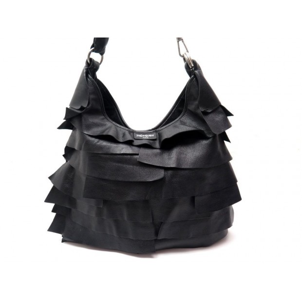  NEUF SAC A MAIN YVES SAINT LAURENT SAINT TROPEZ 121634 EN CUIR NOIR PURSE 960