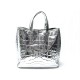 SAC A MAIN SAINT LAURENT RASPAIL CUIR FACON CROCO ARGENTE 