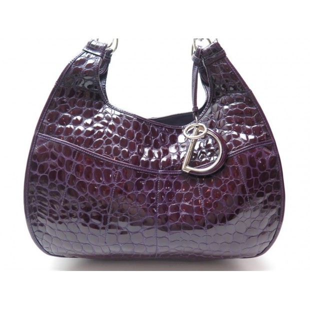 SAC A MAIN CHRISTIAN DIOR LE 61 VRJ441801 CUIR FACON CROCO VIOLET HANDBAG 1290€