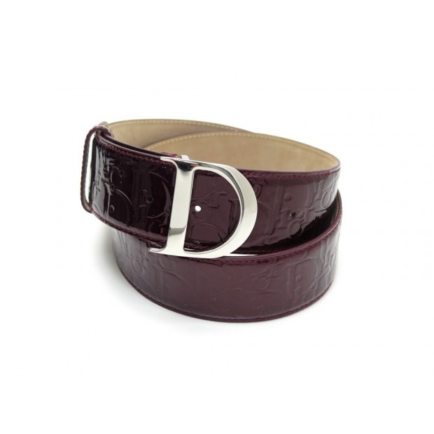 NEUF CEINTURE CHRISTIAN DIOR BOUCLE LOGO T 90 CUIR VERNI MONOGRAMME BELT 380€