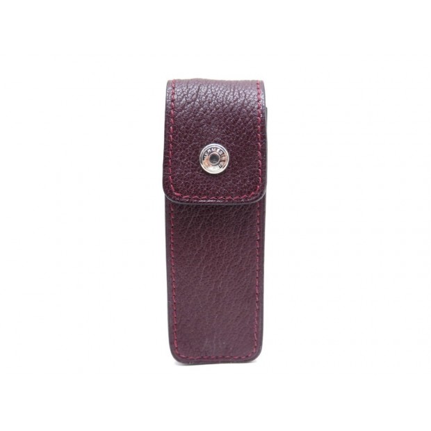 NEUF ETUI A CHEWING GUM ROUGE A LEVRES HERMES CUIR BORDEAUX LIPSTICK CASE 210€