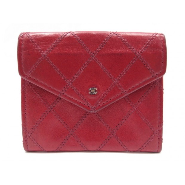 PORTE MONNAIE CHANEL TIMELESS LOGO CC EN CUIR ROUGE RED LEATHER WALLET