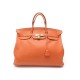 SAC A MAIN HERMES BIRKIN 40 EN CUIR TOGO ORANGE METAL DORE HAND BAG GOLD METAL