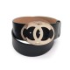 CEINTURE CHANEL LOGO CC T 95 EN CUIR NOIR & BOUCLE METAL ARGENTE BLACK BELT 690