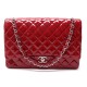 NEUF SAC A MAIN CHANEL TIMELESS MAXI JUMBO CUIR VERNI ROUGE RED HAND BAG 5420