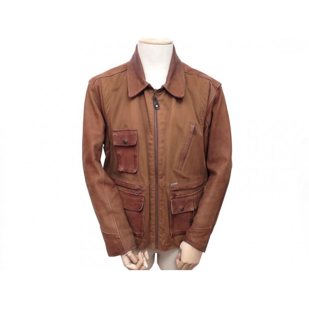 VINTAGE BLOUSON CHEVIGNON HOMME XL 56 VESTE EN CUIR MARRON LEATHER JACKET 415€