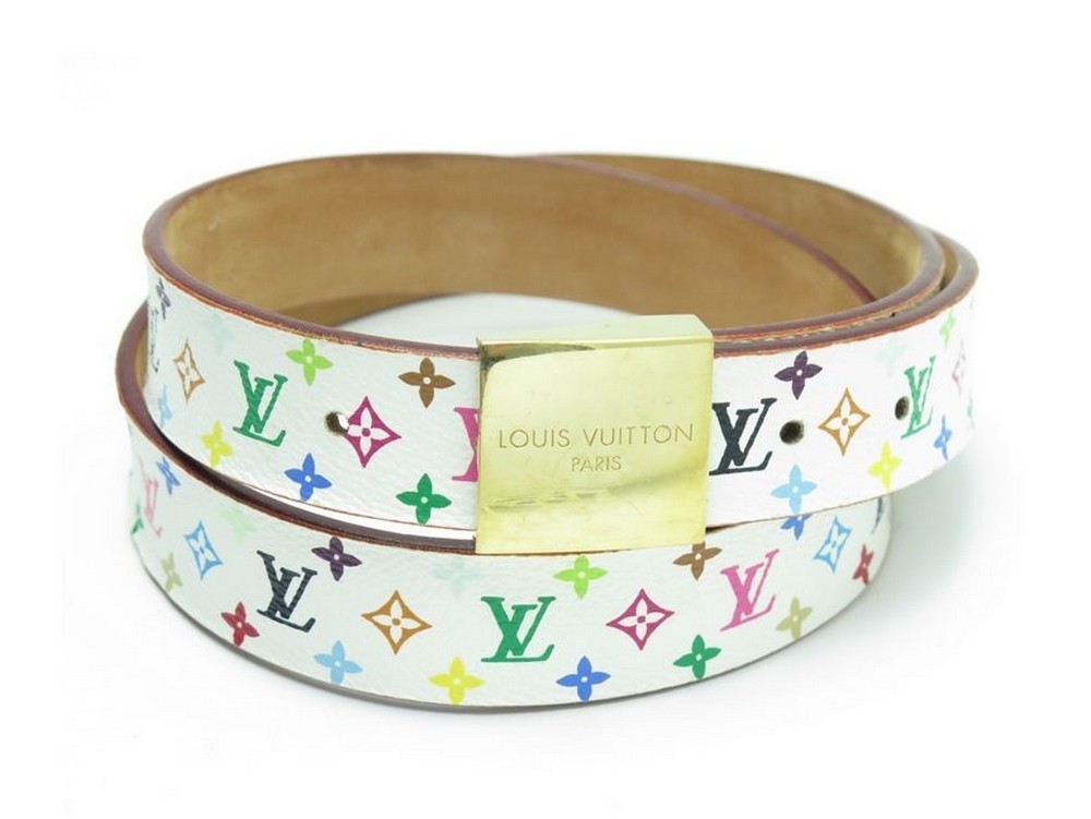 Louis Vuitton Ceinture Carre Belt Monogram Multicolor Thin 90