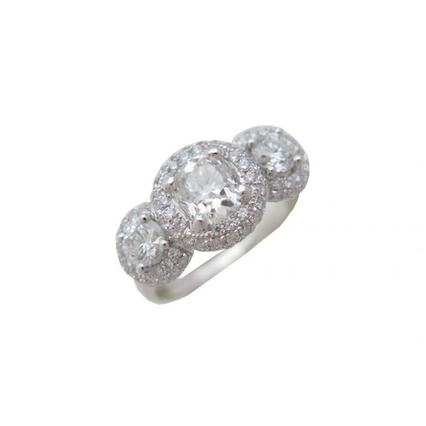 BAGUE EN OR BLANC 18K & DIAMANTS TAILLE 52