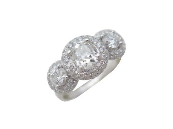 bague en or blanc 18k 4.6 gr t 52 sertie de 70