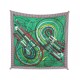 FOULARD HERMES FOUETS ET BADINES SOIE VERT 