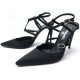 CHAUSSURES CHANEL ESCARPINS A BRIDES 39.5 EN SATIN NOIR BLACK SHOES 650€