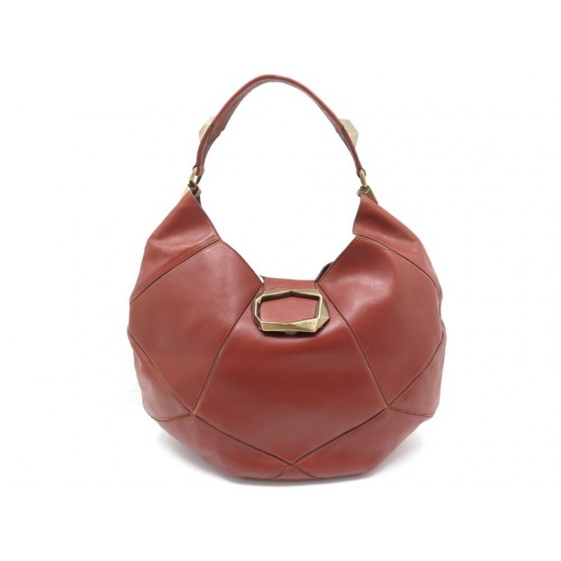 SAC A MAIN ROGER VIVIER DEMI LUNE EN CUIR MARRON HALF MOON LEATHER HANDBAG 1500€