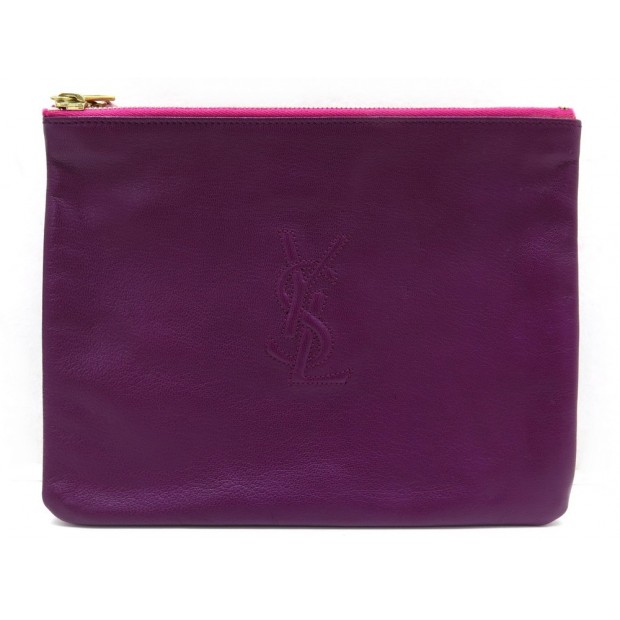 NEUF POCHETTE A MAIN YVES SAINT LAURENT 274538 TRIO CUIR SAC CLUTCH 700€