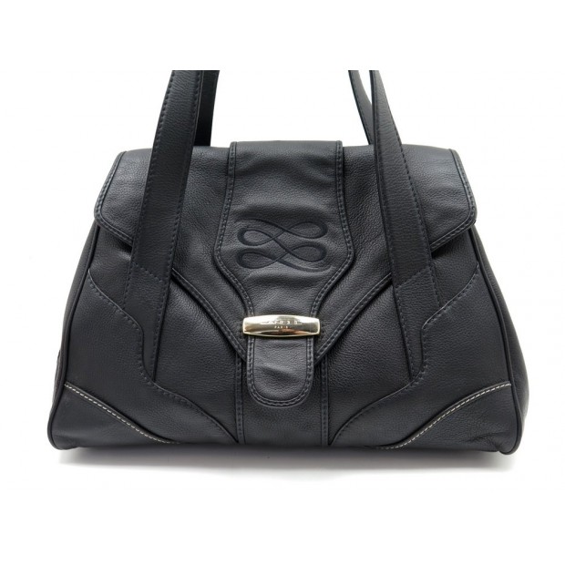 SAC A MAIN LANCEL 38 CM EN CUIR GRAINE NOIR HAND BAG BLACK LEATHER PURSE 800