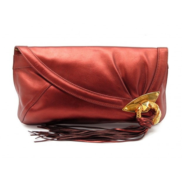 SAC A MAIN JIMMY CHOO 31CM POCHETTE DE SOIREE CUIVRE METALLISE CLUTCH PURSE 695