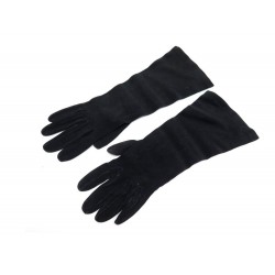 PAIRE DE GANTS SOIREE HERMES TAILLE 7 EN CUIR SUEDE NOIR 3/4 LEATHER GLOVES 445€