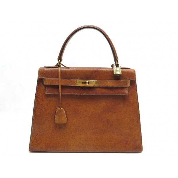 VINTAGE SAC A MAIN HERMES KELLY 29 EN CUIR DE PECARI GOLD MARRON HAND BAG 7400€