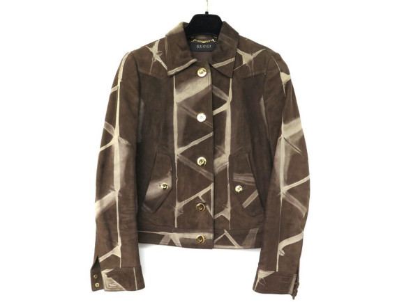 veste gucci tye dye t38 40 m en cuir suede marron