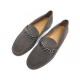 NEUF CHAUSSURES HERMES MOCASSINS AVEC CHAINE 37 EN DAIM TAUPE SUEDE SHOES 670€