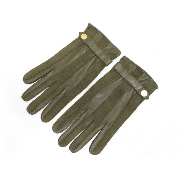 GANTS HERMES CUIR KAKI