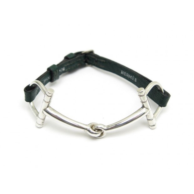 BRACELET HERMES MORS DE CHEVAL T 18-19 CM EN ARGENT 925 CUIR CHEVRE MYSORE 495€