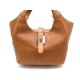 SAC A MAIN RENOUARD CUIR GRAINE & FACON CROCO CAMEL LEATHER HAND BAG PURSE 369