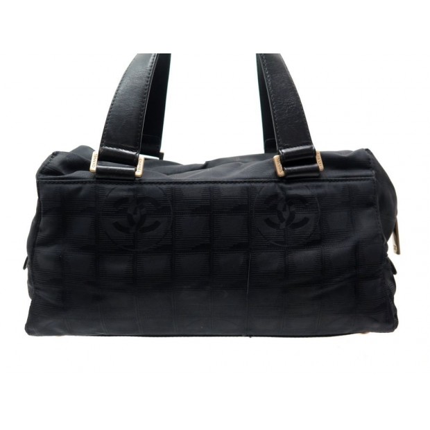 SAC A MAIN CHANEL BOSTON 32 CM EN TOILE LOGO CC NOIR HAND BAG BLACK CANVAS PURSE