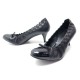 CHAUSSURES CHANEL BALLERINES ELASTIQUE TALONS 37 CUIR NOIR BALLERINA SHOES 690