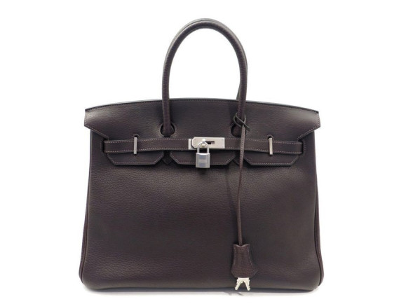 sac a main hermes birkin 35 cm en cuir marron cafe