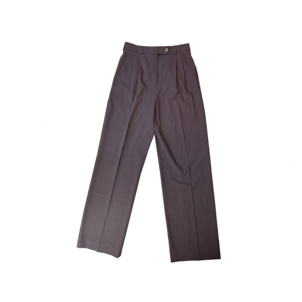 NEUF PANTALON HERMES EN LAINE MARRON TAILLE HAUTE BROWN WOOL TROUSERS NEW