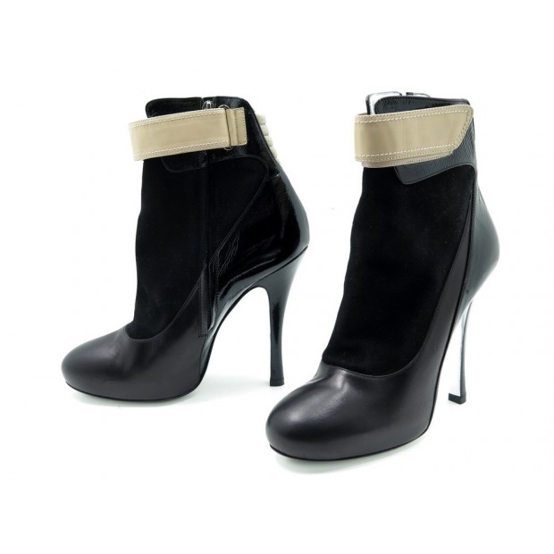 NEUF CHAUSSURES BARBARA BUI BOTTINES A TALONS 40 NOIR EN CUIR BOOTS SHOES 600€