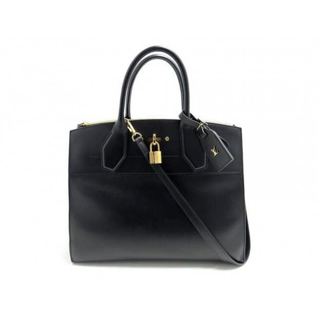 SAC A MAIN LOUIS VUITTON CITY STEAMER GM EN CUIR NOIR BANDOULIERE PURSE 3000€