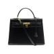 SAC A MAIN HERMES KELLY 33 SELLIER EN CUIR BOX NOIR BANDOULIERE PURSE BAG 7700€