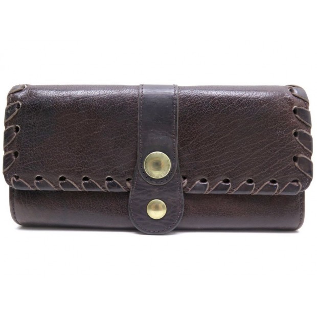 PORTEFEUILLE CHLOE EN CUIR MARRON PORTE MONNAIE CARTES LEATHER WALLET 375€