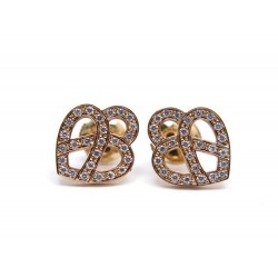 BOUCLES D'OREILLES POIRAY BO COEUR ENTRELACE OR ROSE & DIAMANTS EARRINGS 1190