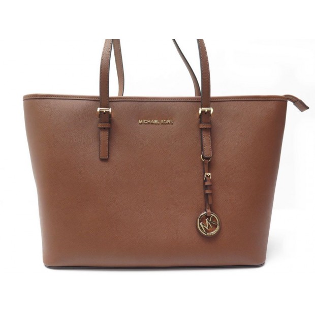 NEUF SAC A MAIN MICHAEL KORS JET SET TRAVEL 30S4STVT2L MM CUIR MARRON PURSE 325€