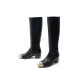 CHAUSSURES CHANEL BOTTES PARIS DALLAS G30141 EN CUIR NOIR BOUTS DORE BOOTS 1650