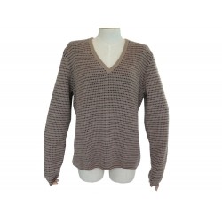 NEUF PULL LOUIS VUITTON COL V 50 M EN LAINE MARRON WOOL SWEAT NEW 450€