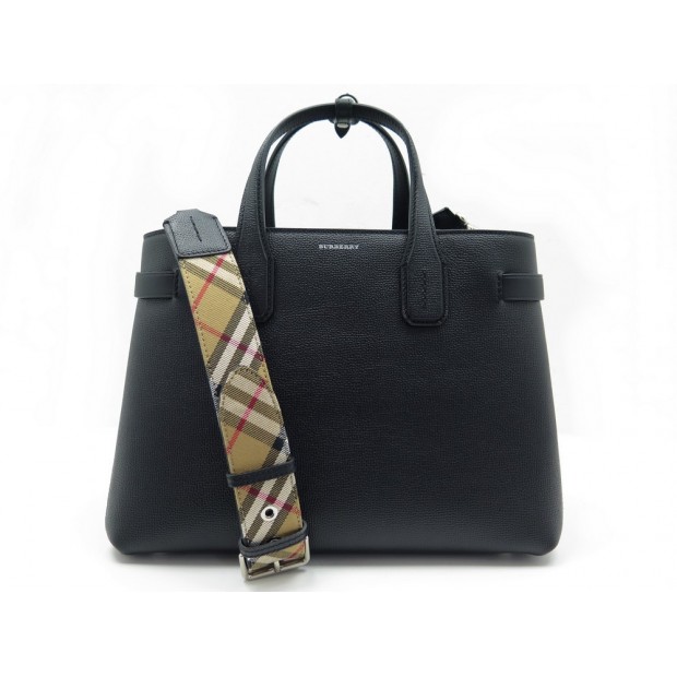 NEUF SAC A MAIN BURBERRY THE BANNER BANDOULIERE CUIR GRAINE NOIR HANDBAG 1390€