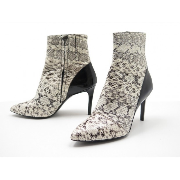 NEUF CHAUSSURES BARBARA BUI BOTTINES CUIR PYTHON A TALON LOW BOOTS SHOES 1020