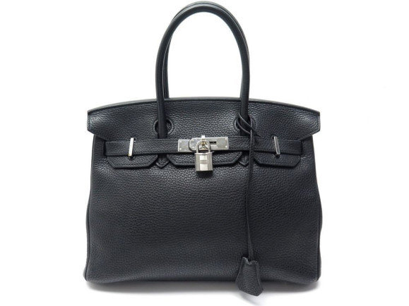sac a main hermes birkin 30 en cuir togo noir argent